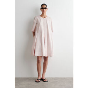 COS Baby Pink Pleated Zip-Up Cotton Mini Dress Size 6 Minimalist Modest Chic